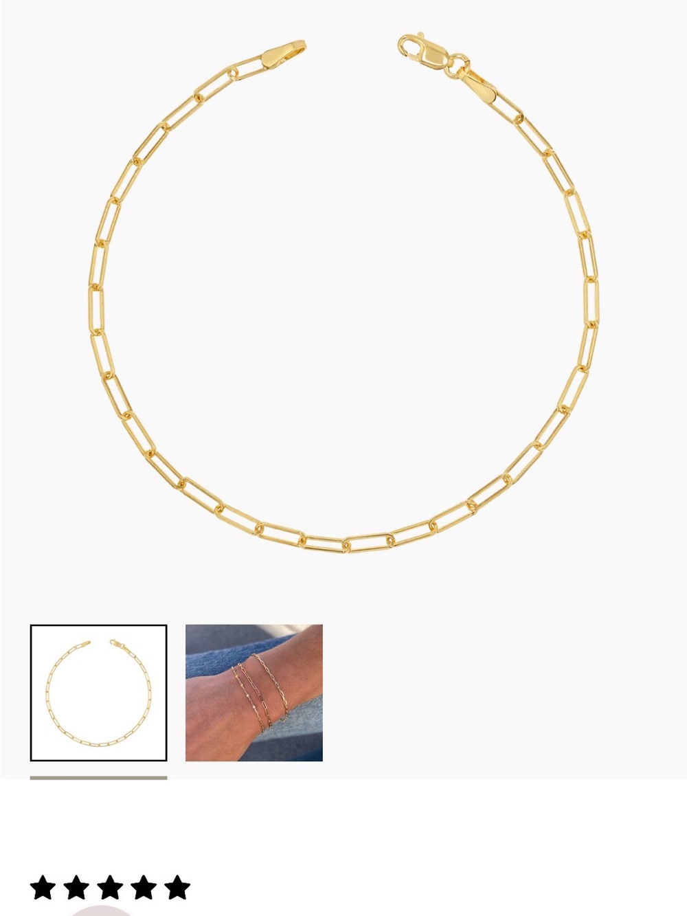 NWOT Baby Gold Dainty Paperclip Bracelet